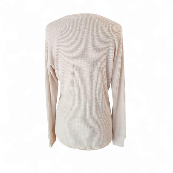 American eagle Outfitters Women's Cream Waffle Henley S - Picture 3 of 6